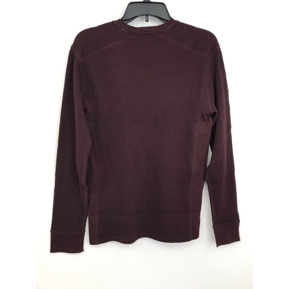 Vince Mens Pima Cotton Thermal Waffle Knit Long Sleeve Shirt Burgundy Small NEW - Picture 7 of 7